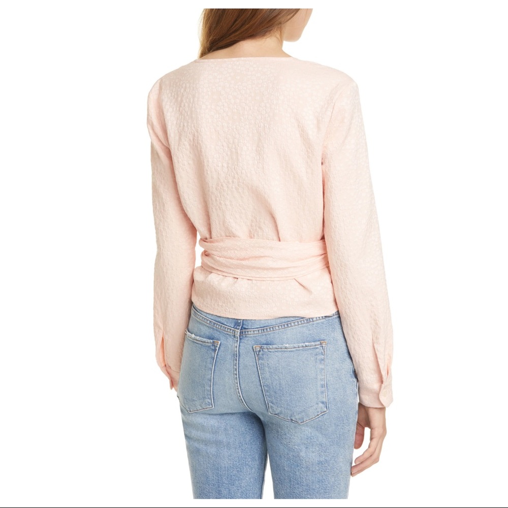 NEW SAMSØE SAMSØE PINK FLORAL JACQUARD WRAP TOP - Picture 6 of 8